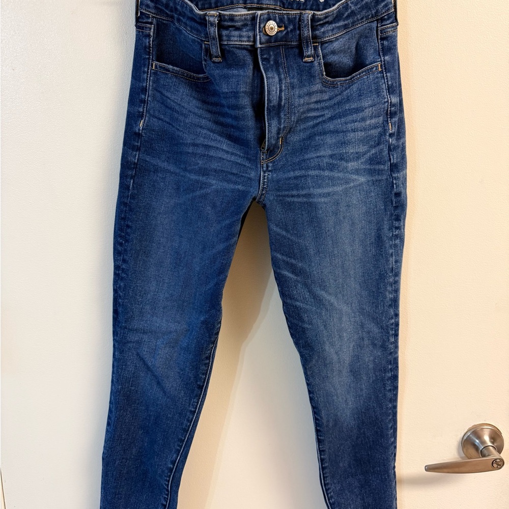 American Eagle Outfitters Dark Blue Super High Rise Jeggings